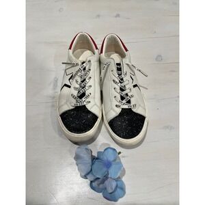 Vintage Havana White‎ Star Glitter Sneakers Red Accent Lace Up Shoes